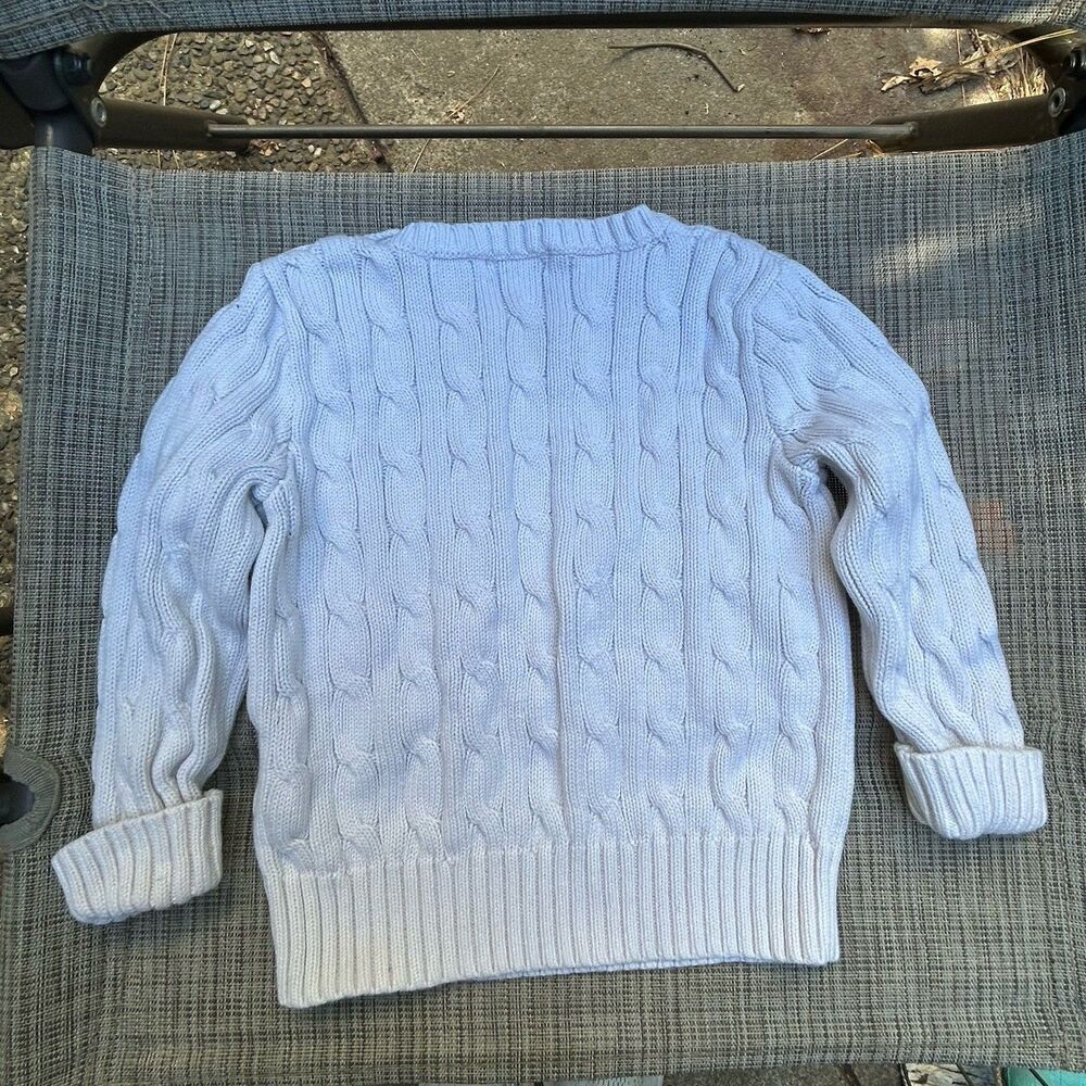 Ralph Lauren Boy's Chunky Cable Knit Sweater Fisherman Cream Neutral 24MO Preppy - Picture 3 of 7
